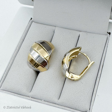 Žluté zlato náušnice dvoubarevné na klapku